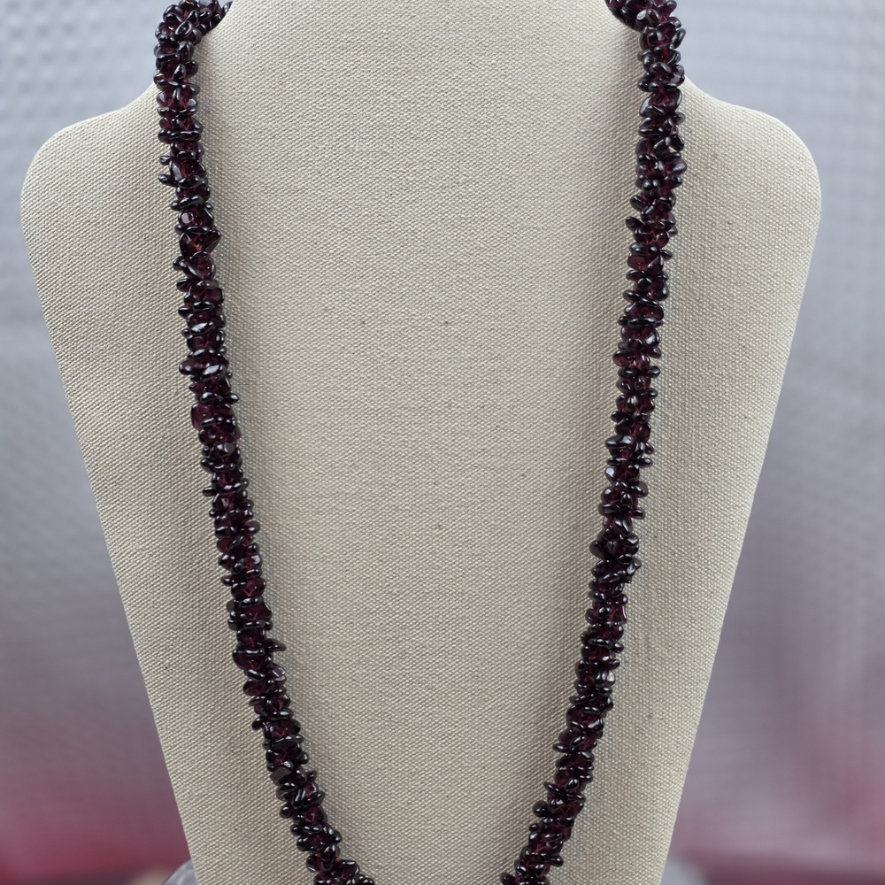 Dark Red Garnet Woven Endless Pyrope Necklace/ Braclet